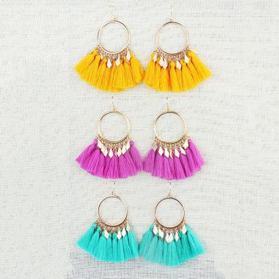 China Geometric CLASSIC Multi Colors Round Alloy Hollow Fashion Creative Circle Of Large Round Tassels Earrings for sale