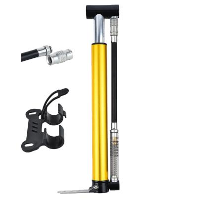 China Aluminum / Alloy Bicycle Accessories Tools Mini Bike Tire Inflation Floor Portable Pump With Pressure Gauge for sale