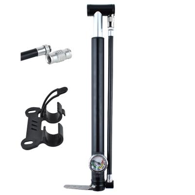 China Aluminum/Alloy Cycle Tire Repairing Tools Bicycle Mini Floor Pump With Pressure Portable Measuring Bike Air Compressor for sale