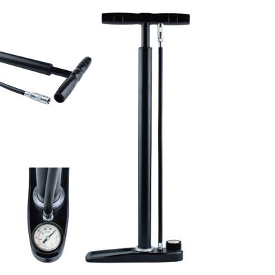 China Aluminum / Alloy All CNC Machined Aluminum Alloy 260psi High Pressure Portable Bicycle Floor Pump With Gauge for sale