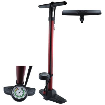 China High Quality Aluminum / Alloy Cycling Accessories Bike Tire Floor Pump With Pressure Meter Gauge for sale