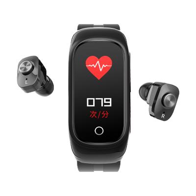 China 2021 MP3 Playback BT Business Sports Waterproof Heart Rate Function Wireless Earphone Earbuds TWS Two in One Smart Watch with N8 Earbuds for sale