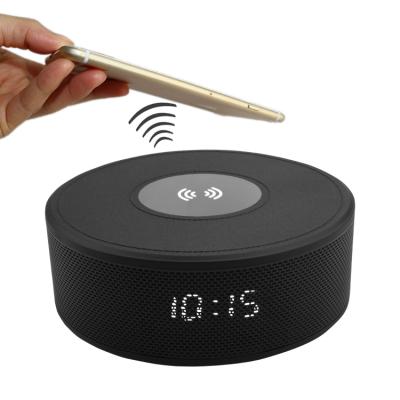 China Cheap Promotional Alarm Clock Mini Portable AirPlay Cube Wireless Charging Speaker for sale