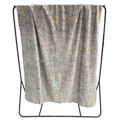 China Gray Gold Foil Polyester Print Flannel Viable For Home Decor Throw Blanket for sale