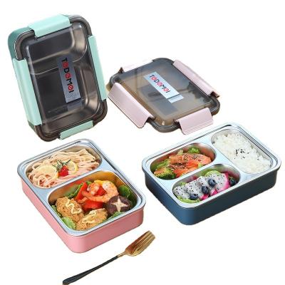 China Sustainable 304 Stainless Steel Multigrid Lunch Box Children's Primary School Lunch Tableware Canteen Lunch Box for sale