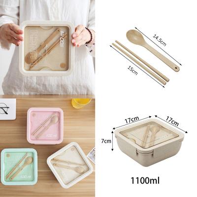 China Eco-Friendly Microwavable Reusable Biodegradable Leakage Bento Box Wheat Straw Food Containers Lunch Box Free LOGO Can Be Customized for sale