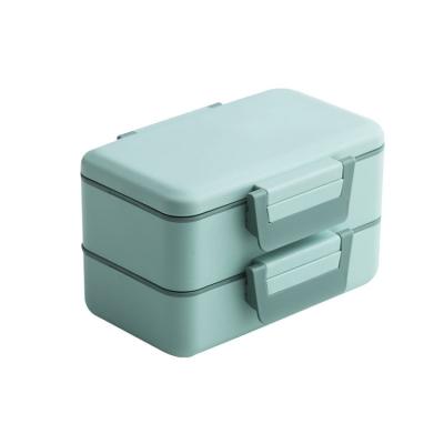 China Freshness Preservation Portable Microwave Double Layer Safe Food Containers Box Stainless Steel Lunch Box With Spoon And Fork for sale