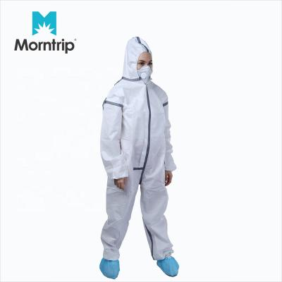 China Antistatic White Microporous Breathable Water Proof Disposable Hooded Coverall Isolation Coverall for sale