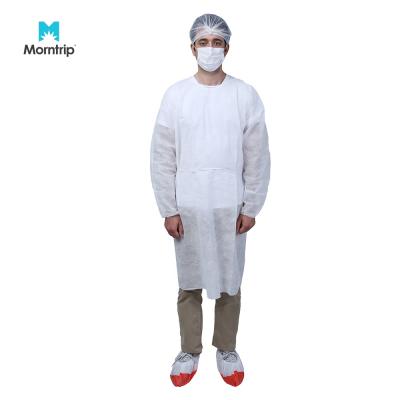 China Blue Nonwoven Disposable Hospital Paint Visitor Waterproof Bag Gown With Wrist Ties for sale