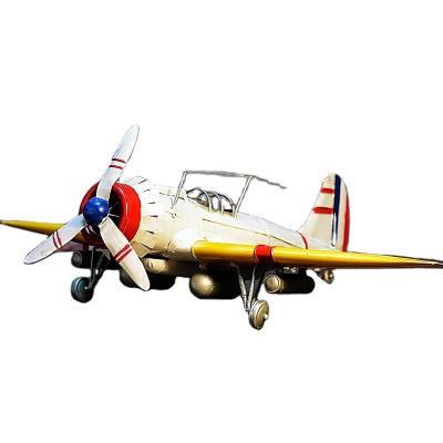 China Hot Sale Antique Imitation Living Room Ornaments Wrought Iron Machine Model Props Metal Airplane European Style Old-fashioned Retro Model for sale