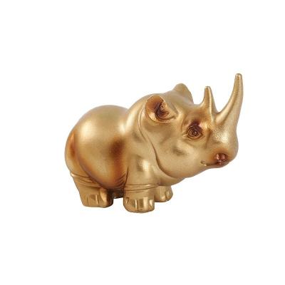 China New African Grassland Golden Hippo Rhinoceros Elephant Resin Crafts Set for sale