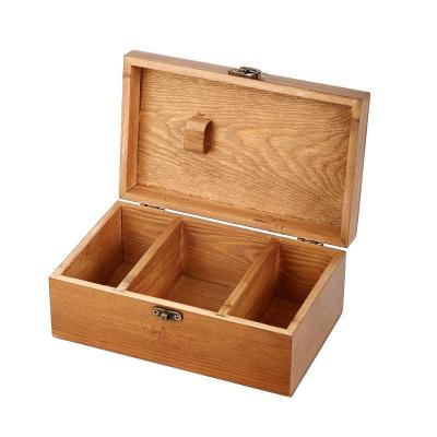 China Sustainable Wooden Sewing Box Set Retro Multifunctional Solid Wood Storage Box for sale