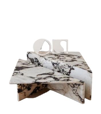 China Calacatta-Alto Modern Natural Luxury Stone Table Countertops, Triangle Design Marble Furniture Coffee Table for sale