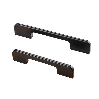 China Modern High Quality Black Square Aluminum Alloy Drawer Kitchen Furniture Pull Handles Knobs Furniture Handle for sale