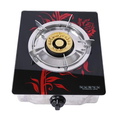 China Hotel factory wholesale price brass burner gas cooker with glass top commercial cooking for sale