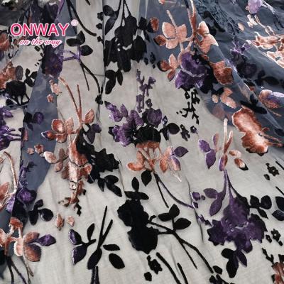 China BREATHABILITY; SOFT HANDFEEL 2021chinese factory best selling good price luxury silk chiffon velvet print burnout silk fabric french silk chiffon fabric for sale