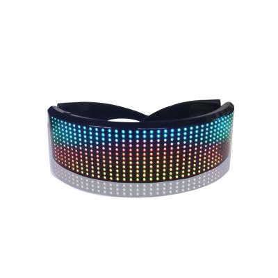 China Comfortable Music Rhythm Scrolling Glossy Display Eye Glass Led Usb Recharge Glass Colored Glossy App Diy Programmable Message Picture for sale