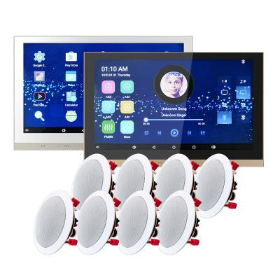 China Wireless System Android Screen Class D 8CH Amp Multi Room System Controls 10inch 8*25W Speaker Amplifier Kit for sale