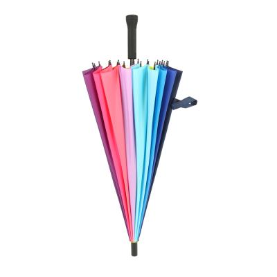 China Market Traditional Rainbow Color 24ribs Stick Rain Umbrella for sale