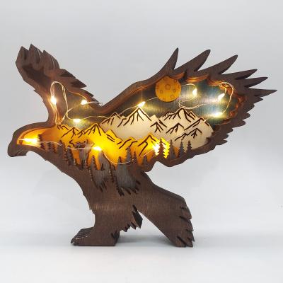 China Eclectic 3D Wooden Crafts Decor, Light Up  Decor Wooden Creative  Decoration with Led Wooden Animals Craft for sale