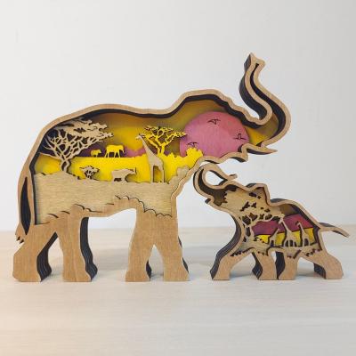 China Eclectic 3D Wooden Crafts Decor, Light Up  Decor Wooden Creative  Decoration with Led Wooden Animals Craft for sale