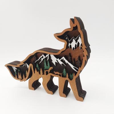 China Eclectic 3D Wooden Crafts Decor, Light Up  Decor Wooden Creative  Decoration with Led Wooden Animals Craft for sale