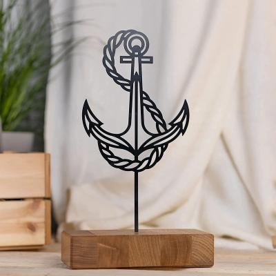 China Eclectic Anchor metal  wooden stand  modern industrial decoration with wood and metal for sale