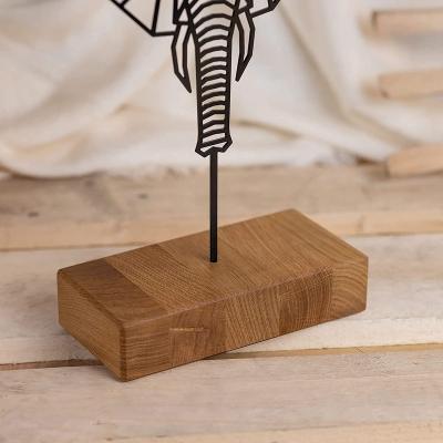 China Eclectic Elephant Metal  Wooden Stand Modern Industrial Decoration with Wood and Metal for sale