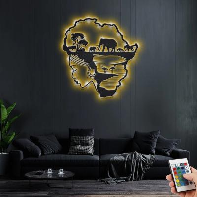 China Eclectic Safari Goddess Africa Metal Wall Art With LED Light for sale