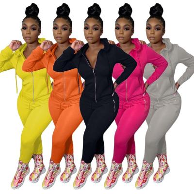 China Anti-pilling MOOSH 2021 Casual Solid Thick Hoodies Sport 2Pc Fashion Outfits Woman Pants Suit Two Piece Set for sale