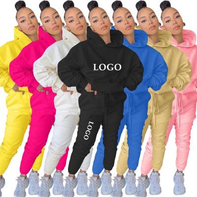 China 2021 New Anti-Pilling Winter Autumn Apparel Workout Jogger Sweat Suit Custom 2 Piece Women's Hoodie Two Piece Set XL XXL for sale