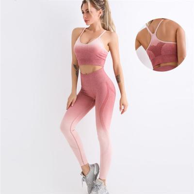 China 2021 New Design Breathable Sexy Women Legging With Bra Sports Yoga Sets High Waist Seamless Tie Dye 2 Piece Yoga Set for sale