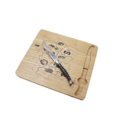 China Factory Supply Sustainable Product Homsense Amazon Rubber Wooden Steak Cutting Board with Laguiole Cheese Knife Set for sale