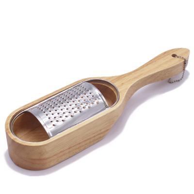 China Sustainable Kitchen Accessories Stainless Steel Bestsellers Homsense Amazon Hand Cheese Rubber Wooden Grater With Container for sale