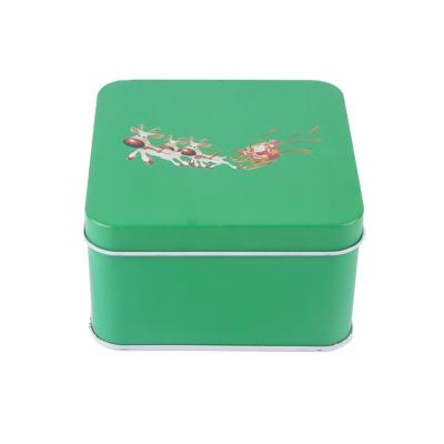 China Gift & Craft Green Design Cute Sale High Quality Square Tin Cans For Food Packaging for sale