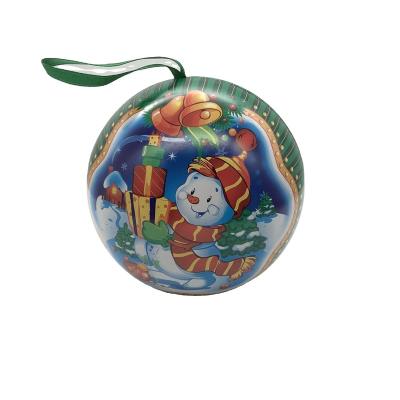 China Toy Custom Ball Shape Promotional Chocolate Tin Containers Box Candle Packaging Tin Ball With Ribbon for sale