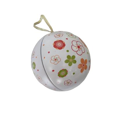 China Toy Round Hanging Metal Christmas Promotional Tin Ball with Ribbon for sale