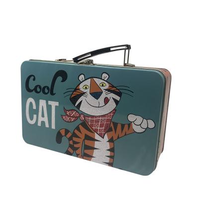 China Wholesale Customized Tin Lunch Box Handle Metal Can Lunch Tin Box for sale