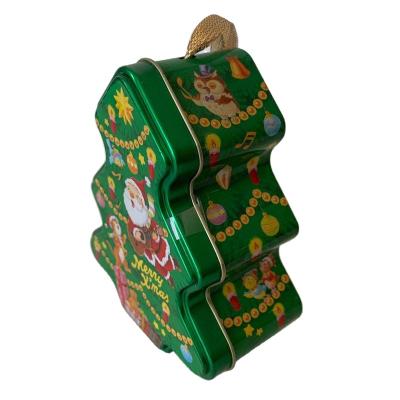 China Gift & Craft Christmas Gift Metal Tin Box Tree Shape Tin Packaging Can For Gift for sale