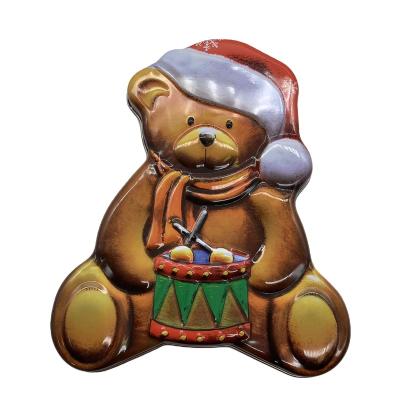 China Bear Shape Cookie Candy Metal Tin Box Recyclable Cheap Packing Box for sale