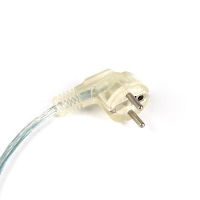 China Industrial Equipment PVC Jacket Cable Pure Copper Transparent Wire With European Plug AC Cable 220v Power Cord For TV for sale