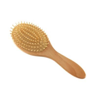 China Anti-Static Cushion Wholesale Detangler Hairbrush Custom Wooden Hair Brush with Bamboo Pins for sale