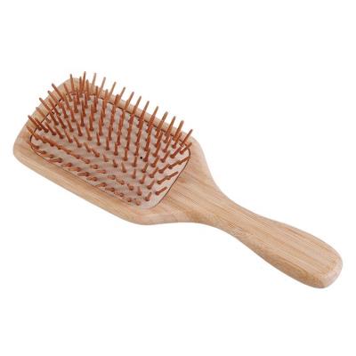 China 2021 Cushion Trend Natural Wooden Hair Brush With Bamboo Bristle Customized Paddle Bamboo Hair Brush for sale