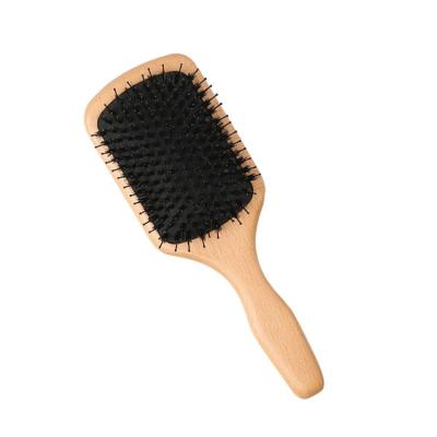 China Personalized Boar Hair Detangler Cushion Hair Brush Logo Wooden Curly Hair Brush Custom Made for sale