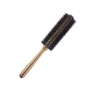 China Barber Curly Hair Comb Wooden Compact Custom Rolling Hair Brush Hair Dressing Brush with Boar Bristle for sale