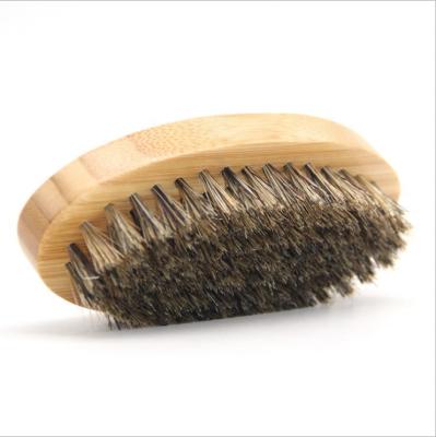 China Home Custom Logo Boar Hair Beard Brush Comb For Men Palm Sized Brush For Grooming for sale