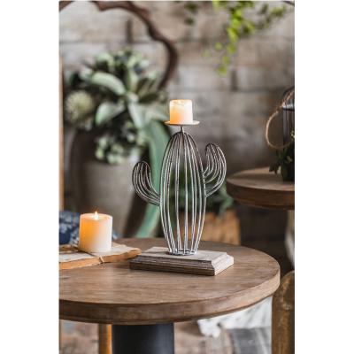 China Minhui Home Modern Spot Decoration Candle Holder Metal Table Cactus Candlestick Holder Home Decor for sale