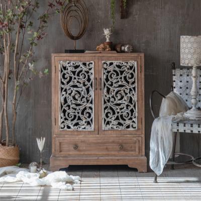 China Minhui Convertible Solid Wood Cabinet Farmhouse Vintage Furniture Two Door Two Drawer Accent Cabinet for sale