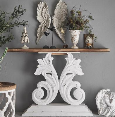 China Convertible Home Furniture Minhui Solid Wood Carved Ornate Brackets Against Wall Hallway Shelf Console Tables for sale