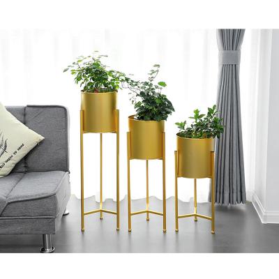 China Factory Price Metal Plant Stand Assembled Power Coated Gold Color Flower Pot Stands Indoor Outdoor Metal Gold Plant Potted Stand for sale